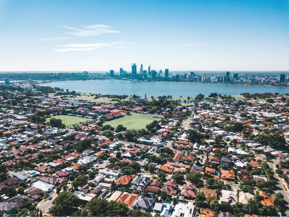 Perth skyline views showing potential investment properties.